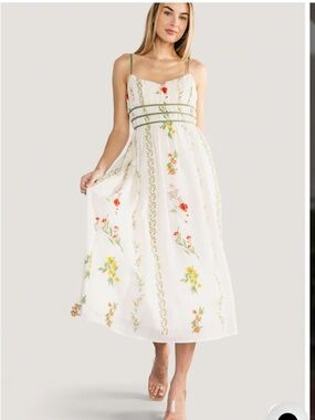 Baltic Born Cerise Midi Dress Multi Floral Size XL NWT